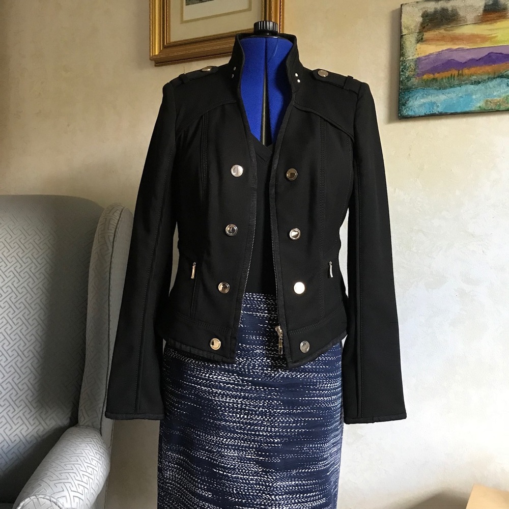 WHBM Black Fabric Moto Jacket